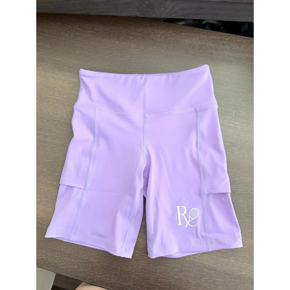 Farmers‎ Market Bike Shorts High Waist Athletic Pocket tennis ball Lavender XS